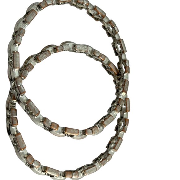 Lot 3 Stretch Bracelets Gold Tone Silver Tone Rhinestones Sparkle Stackable - Picture 5 of 9